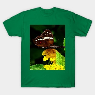 Butterflies - Black Butterfly on Yellow Lantana T-Shirt